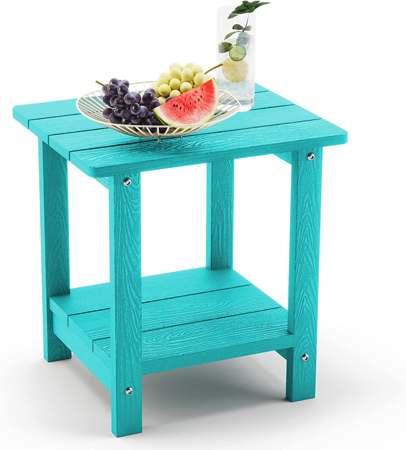 ZXNYH Adirondack Outdoor Side Table, 2Tier White Poly Patio End Table Weather Resistant, Morden