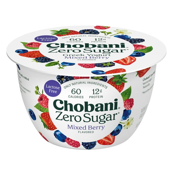 Chobani Zero Sugar Non-Fat Greek Yogurt Mixed Berry 5.3 oz Cup