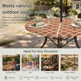 thumbnail image 6 of Round Outdoor Tablecloth with Umbrella Hole and Zipper, Orange Moroccon Tablecloth with Elastic Waterproof, Farmhouse Country Minimalist Geometric Patio Table Covers for 55" - 60" Picnic Pool Tables, 6 of 9