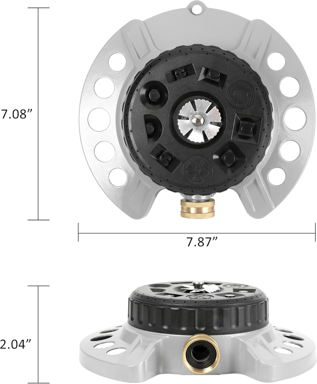 9-Pattern Turret Lawn Sprinkler with Heavy-Duty Metal Base, Adjustable Lawn Sprinkler for Yards, Gardens, Small to Medium Areas, Coverage Up to 1,022 Sq.Ft