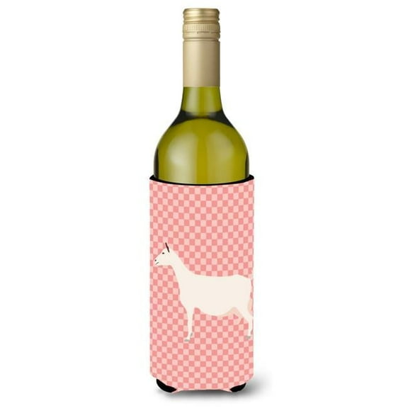 Saanen Goat Pink Check Wine Bottle Beverge Insulator Hugger