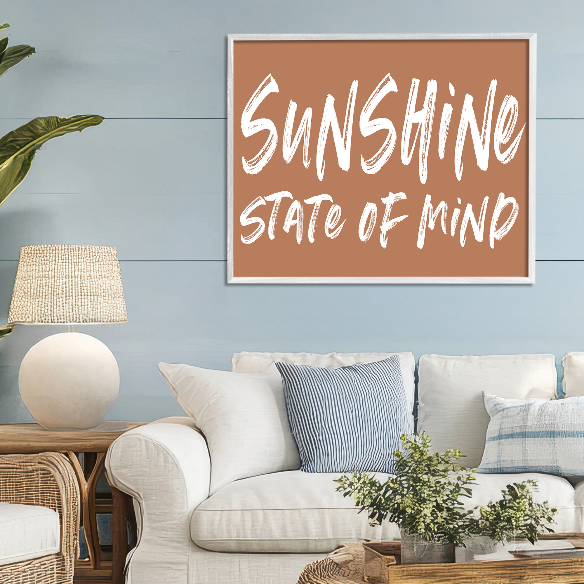 Summery Sunshine State Of Mind White Framed Giclee Art, design by Lettered and Lined