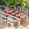 thumbnail image 2 of Valentine's Day Table Cloths for 3 Foot Rectangle Tables, Romantic Roses Love Heart Gnomes Wooden Patio Waterproof Elastic Fitted Tablecloths, Washable Rectangular Table Cover for Camping, 2 of 8