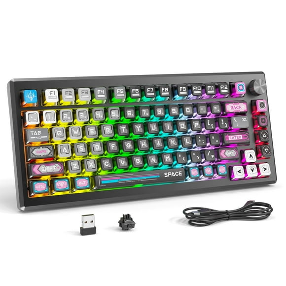 Redragon K732 Wireless Mechanical Keyboard, Anodized All Aluminum Alloy, Cyber Mecha Style Gasket RGB Gaming Keyboard with Pre-Lubed Linear Switches, PC+PBT, 75ï¼&#