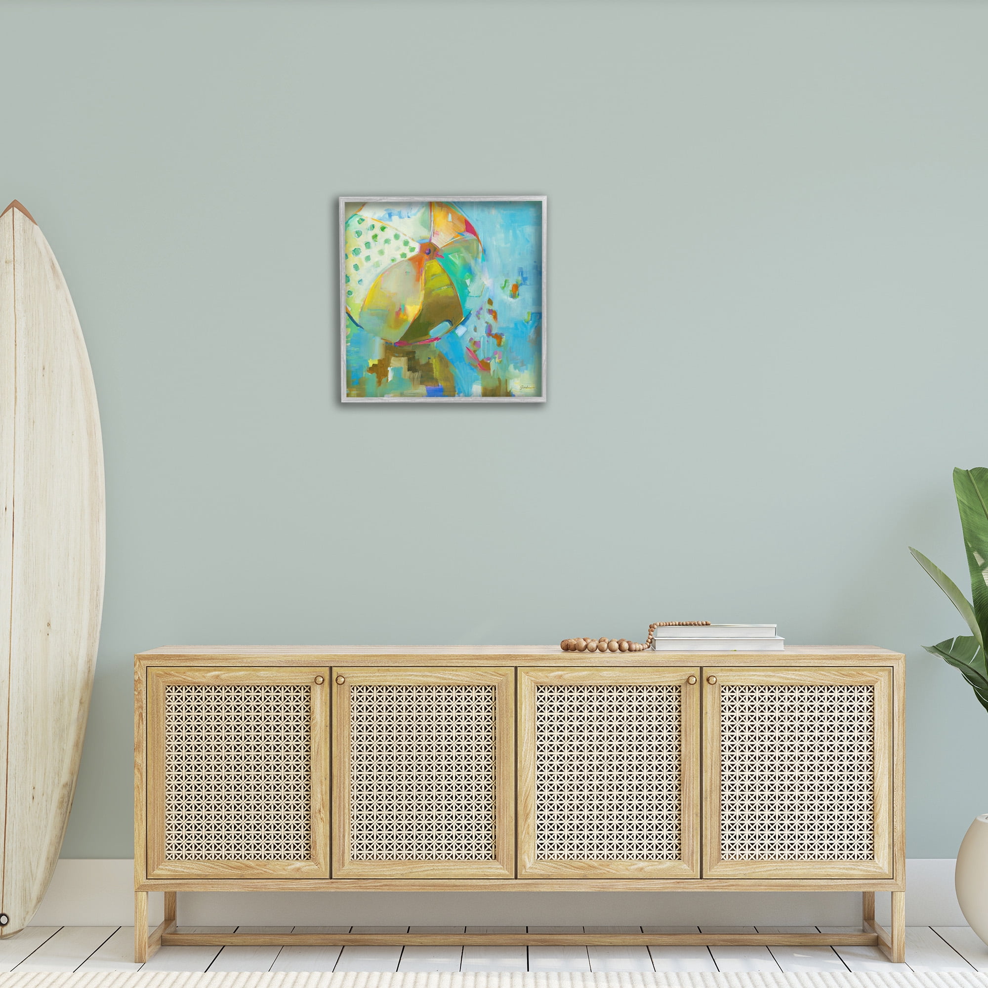 Stupell Industries Abstract Beach Ball Abstract Painting Gray Framed Art Print Wall Art, 24 x 24