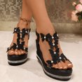 thumbnail image 2 of MKLEKYY Sandalias Ortopédicas para Mujer, Cómodas y A La Moda, Con Cuña y detalle de Diamantes de Imitación, Informales, Romanas, para Playa, 2 of 5
