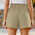 thumbnail image 5 of ClodeEU Women's Summer Crinkle Ice Silk Shorts with Pockets,Pleated Elastic Waist Casual Short Beige,Womens Plus L, 5 of 7