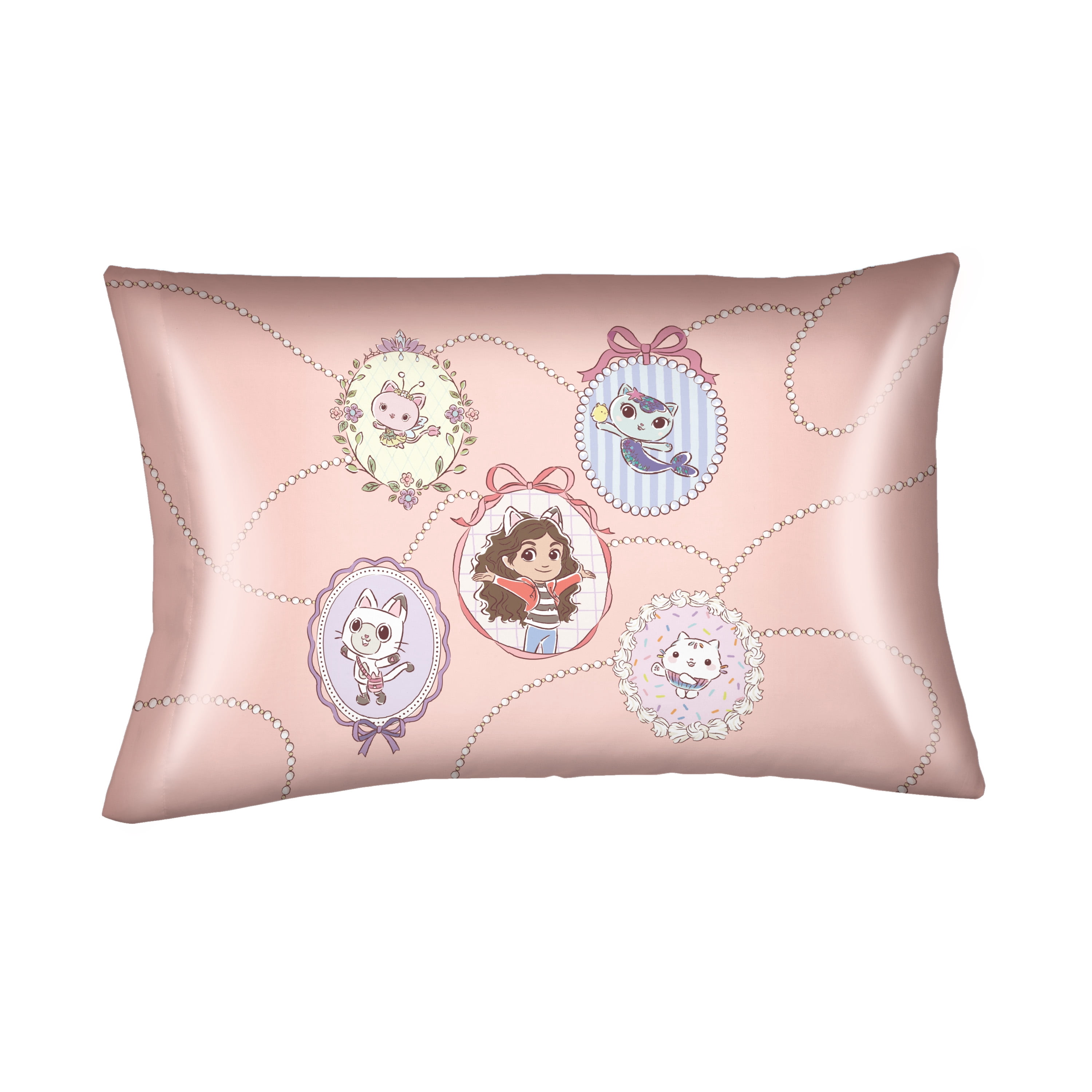 Gabby’s Dollhouse Pink Reversible Silky Satin Pillowcase, Standard Size, 2-Pack