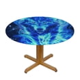 thumbnail image 3 of WYYP Wolf Blue Flames Stars Round Tablecloth Outdoor Picnic Camping and Indoor Kitchen Dining Party 100% Polyester Fiber Outdoor Fitted White, 3 of 8