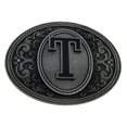 thumbnail image 1 of Initial Letter (T) Monogram Belt Buckle Cowboy Rodeo Western Metal Antiqued New, 1 of 2