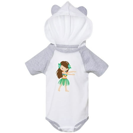 

Inktastic Brown Haired Hula Girl Gift Baby Girl Bodysuit