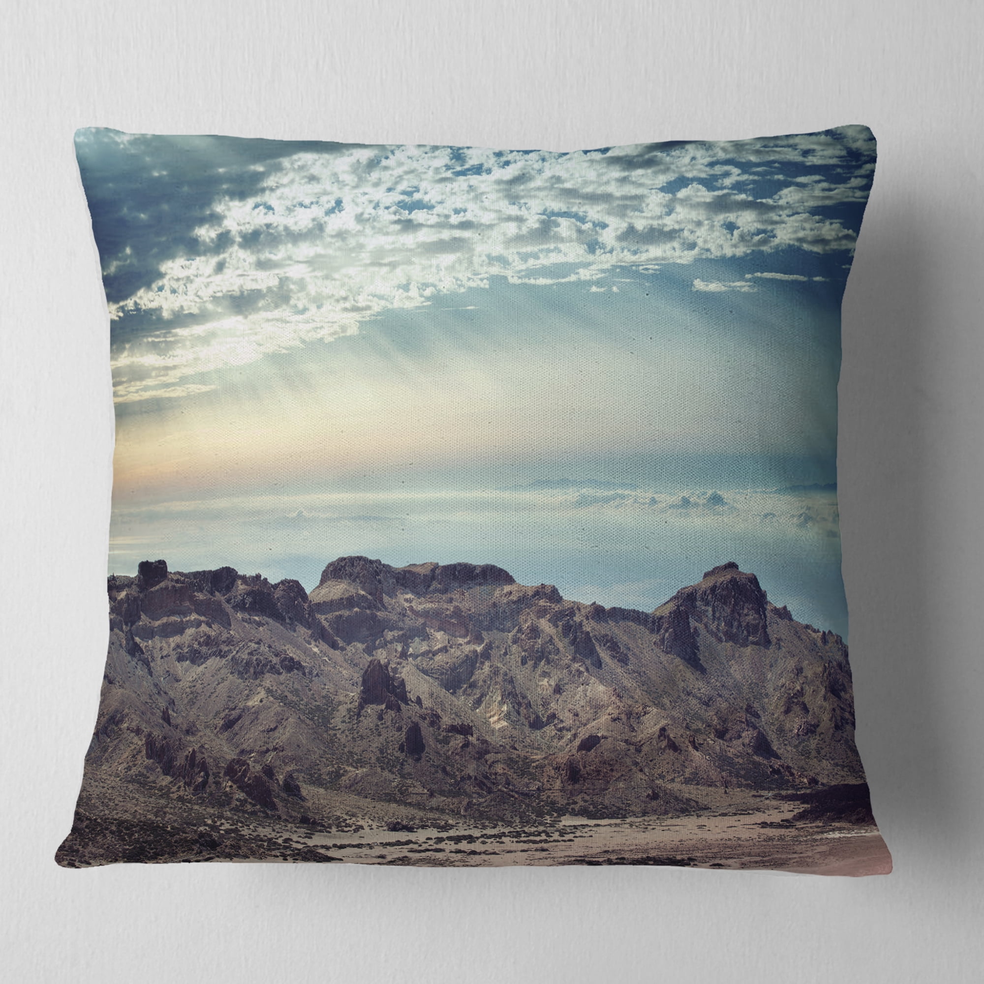 Designart Remote Mountains in Morning - Contemporary Throw Pillow - 18x18