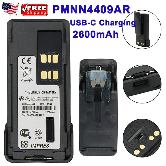 USB-C Charging Battery For Motorola APX4000 APX900 XPR7350 XPR7550 XPR7550e XPR3300 XPR3500 Replacement Battery 2600mAh