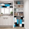 thumbnail image 2 of Light Blue Kitchen Curtains Black Grey Window Curtains Valance and Tier Set 36 Inch, White Modern Rod Pocket Short Tier Curtain for Bathroom, Abstract Small Cafe Curtains for Window Decor, 2 of 5