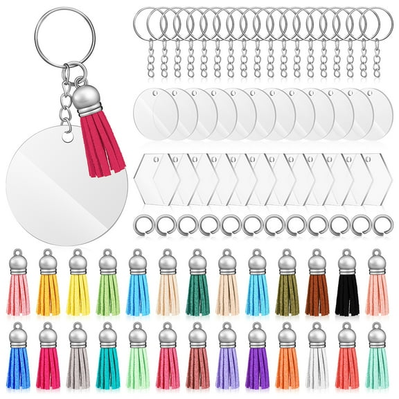 Worgeous Assorted Color Acrylic Keychain Blanks for Hanging Keys 50pcs Smooth Edges Durable Material