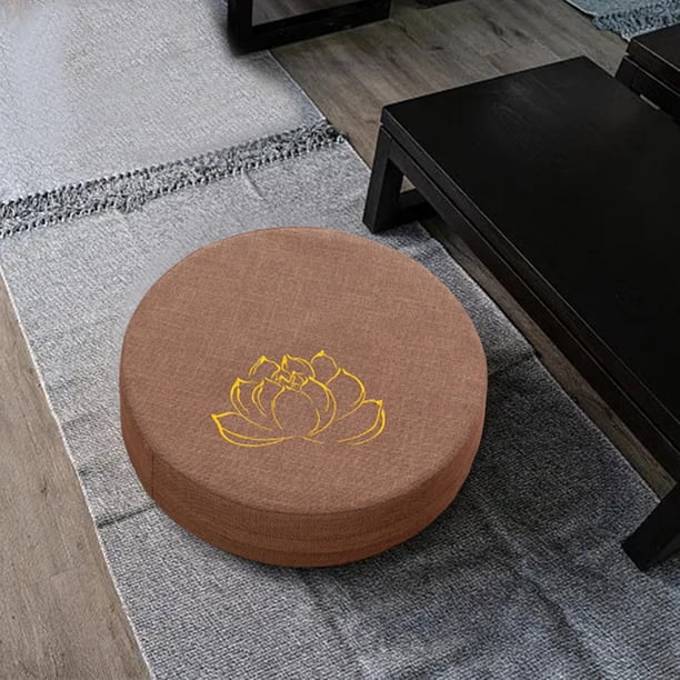 Cojín de meditación Asiento 16 Diámetro Cubierta con cremallera Accesorios de meditación Almohada de piso para sala de estar al aire libre Meditación Caqui 6cm