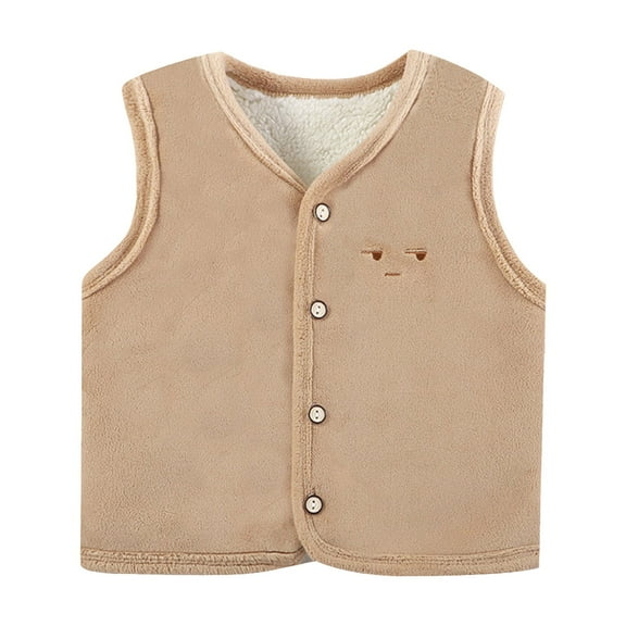 Staki Kids Vest Kids Vest Girls Puffer Vest Sleeveless Outwear Vest Warm Lightweight Winter Coat with Pocket(Khaki,12-24 Months)