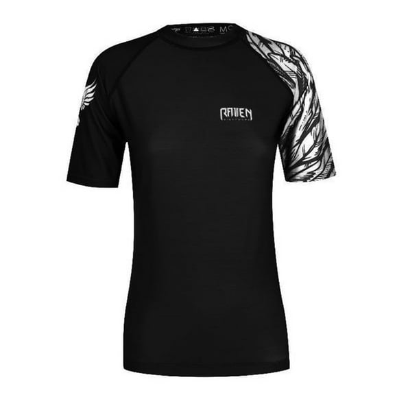 Raven Fightwear Women's Aerial Assault MMA BJJ Short Sleeve Rash Guard Black/White