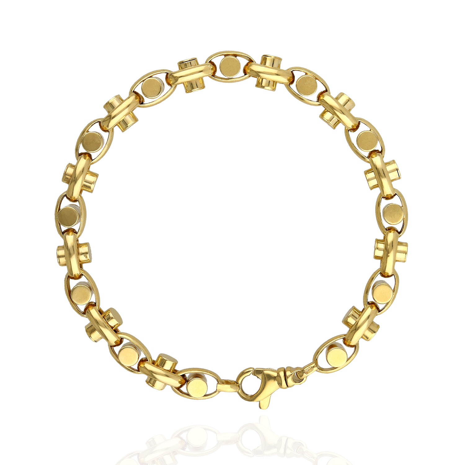10K Yellow Gold Mens 7mm Fancy Bullet Link Bracelet 8.5"