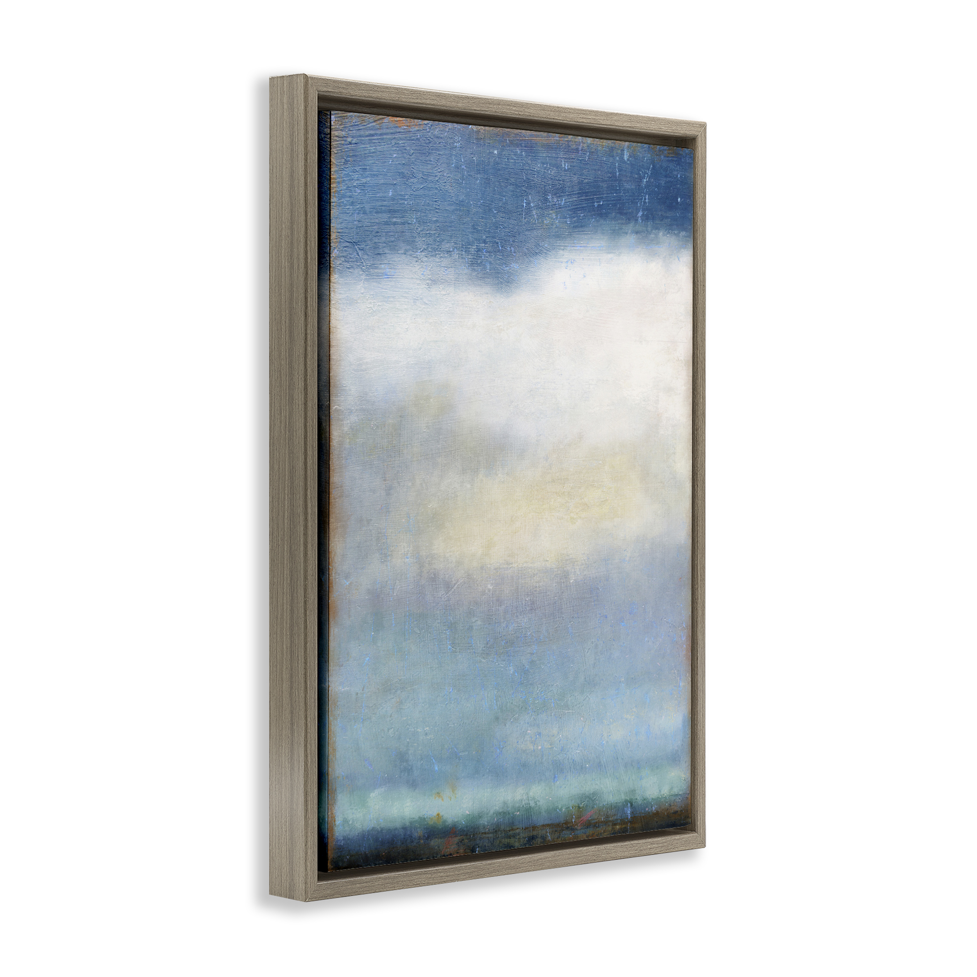 Stupell Industries Rustic Clouds Landscape Landscape Painting Brown Floater Framed Art Print Wall Art, 21 x 31
