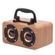 thumbnail image 1 of Bocina Bluetooth portátil de madera con diseño retro y sonido envolvente, altavoz inalámbrico con soporte para teléfono y batería recargable - FT-4002, 1 of 6