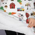 thumbnail image 3 of Oversized Wearable Blanket Hoodie,Cartoon Tractors Barns White Pattern Sherpa Blanket Hoodie with Super Pockets,Super Warm Fuzzy Pullover for Women & Men, 3 of 6