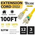 YOJOE 100 Foot Yellow Extension Cord, Lighted Outdoor 12/3 Cord, 12