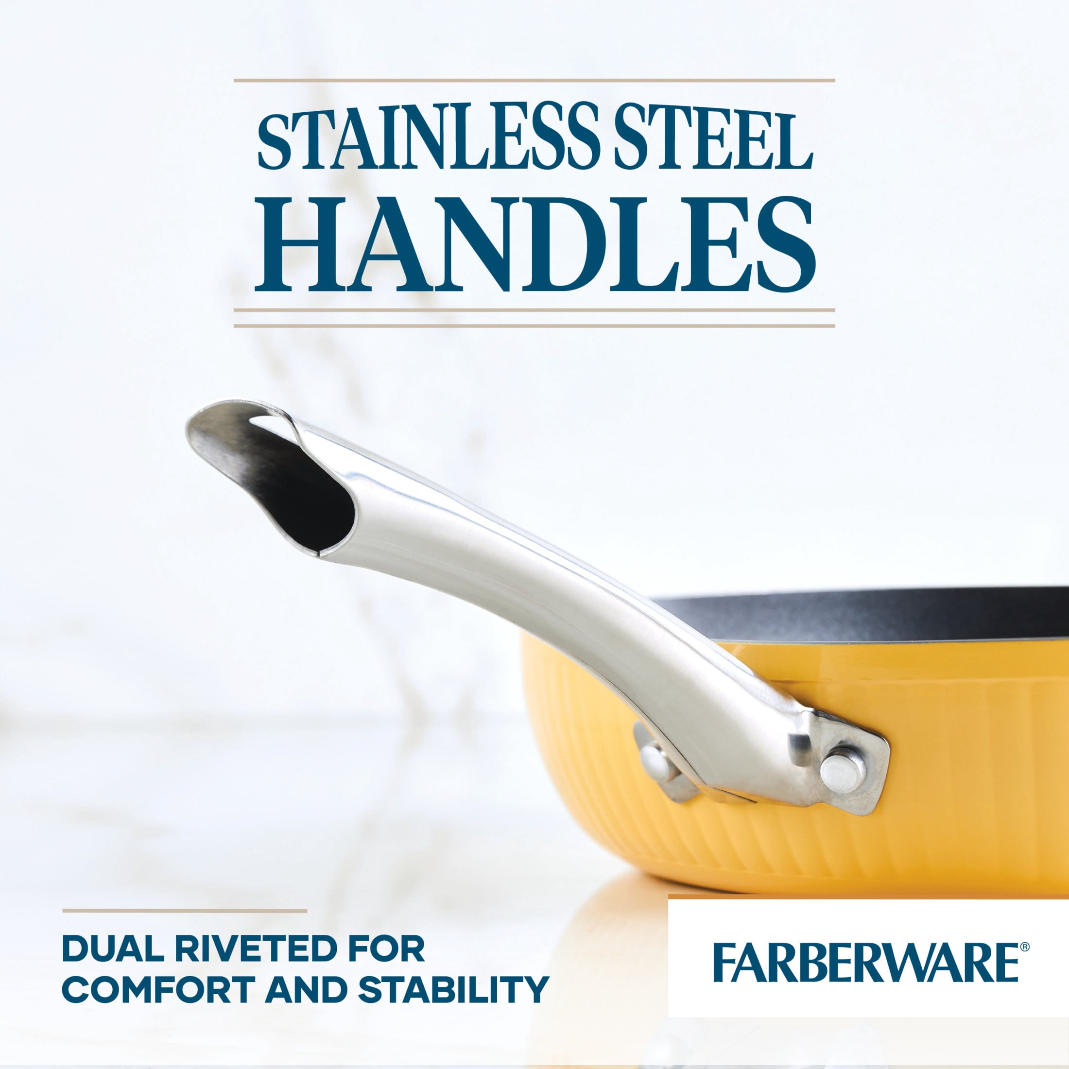 Farberware Style 11.25 Inch Nonstick Frying Pan, Dishwasher Safe and Oven Safe to 500°F, Yellow