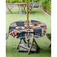 thumbnail image 3 of 4th of July Tablecloth with Umbrella Hole and Zipper Stars American Flag Stripes Round Outdoor Tablecloths 60 Inch Table Cloths Gnome Rustic Plaid Patio Table Cloth Cover for Independence Day Garden, 3 of 6