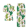 thumbnail image 5 of TSOVTHRID Cactus Sunflower Flower Print Pajama Set for Women Soft Short Sleeve Pajama with Long Pants Breathable Nightwear Button Down Sleepwear, Size L, 5 of 7