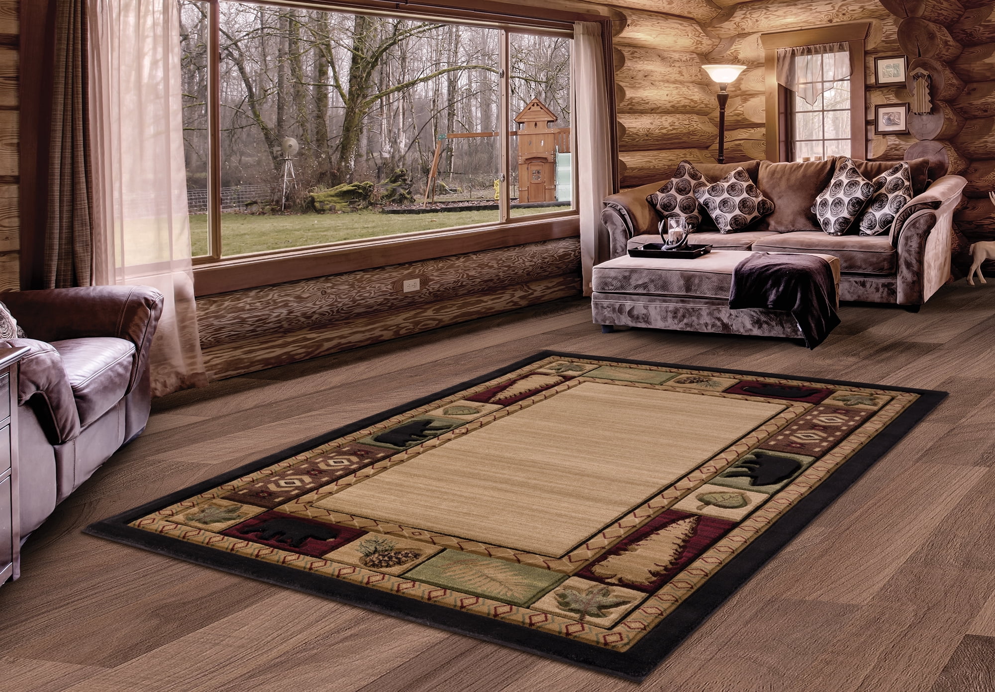 United Weavers Rustic Forest Cimarron Lodge Border Area Rug, Beige, 2'7" x 4'2"
