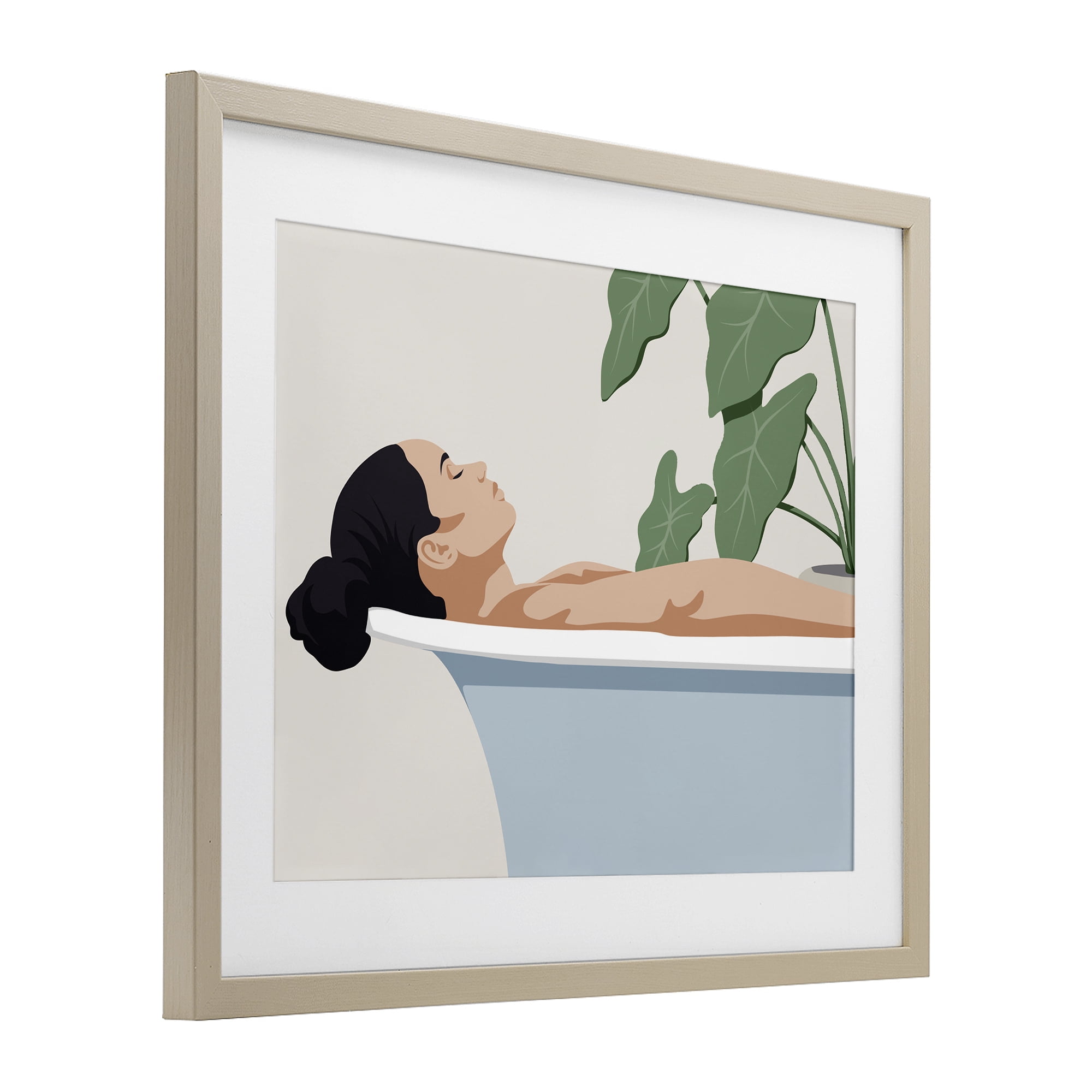Stupell Industries Tub Relaxation Woman Birch Framed Print Under Glass, design by Marcus Prime