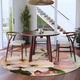 thumbnail image 3 of Round Rugs 5Ft, Pink Spring Floral Round Area Rug Washable Indoor Throw Carpet, Vintage Flowers Retro Botanical Soft Non Slip Circle Rug for Cabinet Bathroom Home Decor Aesthetic, 3 of 8