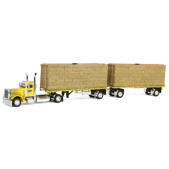 First Gear DCP 1/64 Peterbilt 379 & 2 Pup Flatbeds with Hay Loads, 2024 NTT'NC Show 69-1815