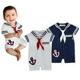 thumbnail image 2 of StylesILove Baby Boy Sailor Anchor Costume Romper (12-18 Months, White), 2 of 2