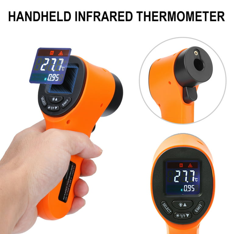 Visland Infrared Thermometer Non-Contact Digital Temperature Gun with LCD  Screen for Cooking, Reptiles, Pizza Oven , 58℉ to 1022℉ (-50℃ to 550℃)