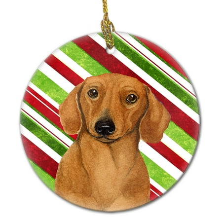 - Dachshund Candy Cane Holiday Christmas Ceramic Ornament LH9222