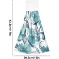 thumbnail image 3 of SKYSONIC 2 PCS Hanging Hand Towels Floral Teal Turquoise Flower Hand Dry Towels for Kitchen & Bathroom,Hanging Towel Set with Hanging Loop, 12"x17", 3 of 6