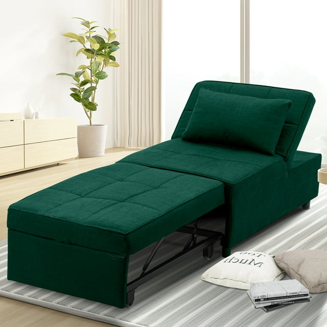 Ainfox Chaise-Lit Convertible 4-en-1 Canapé-Lit pour Maison Bureau, Vert