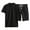 Black, variant on Dagegui 2 Piece Mens Casual Outfit Big and Tall Cotton Linen Set Solid Stand Neck T-Shirts and Short Pants Sets Daily Colthes Black M