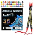 thumbnail image 2 of 36 Colors Acrylic Paint Markers, ASOVNXF Dual Tip with Fine Tip and Brush Tip Pens for Stone, Wood, Calligraphy, Canvas, Ceramic, Metal, Glass, Rock Painting, DIY Crafts, 2 of 6