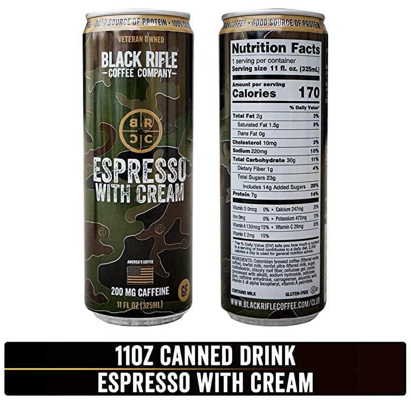 Black Rifle Coffee Company Iced Flavored Espresso with Cream, Ready to Drink for Instant Energy, 11oz, Can