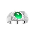 thumbnail image 1 of RYLOS Men's Rings Sterling Silver Cabochone Gemstone & Diamond Designer Emerald Rings For Men Size 11, 1 of 7