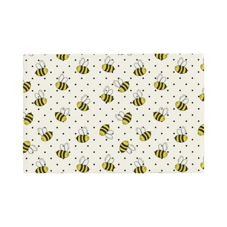 

Placemats Set of 4 funny bees polka dots Heat Resistant Non - Slip Place mats Waterproof table mat for Kitchen Dining-4片装