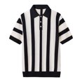 thumbnail image 4 of MIXUE Polo Shirts For Men Knit Striped Print Color Block Lapel Short Sleeve Casual Tops Outwear,Black,XXXL, 4 of 4