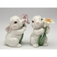 thumbnail image 3 of Ceramic Bunny Rabbit Salt and Pepper Shakers with Flowers, 3 of 3
