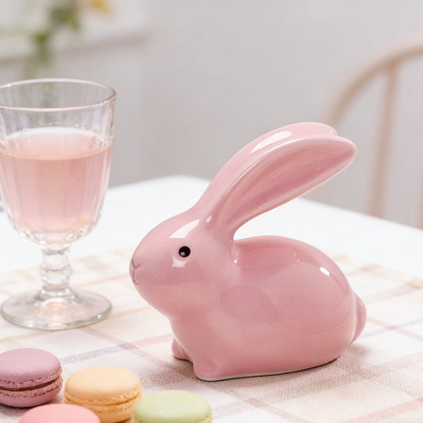 Decoraciones de Pascua, adornos de Pascua, regalos de Pascua, figura ornamental de conejos de cerámica de Pascua, decoración festiva para fiestas, adorno de cerámica