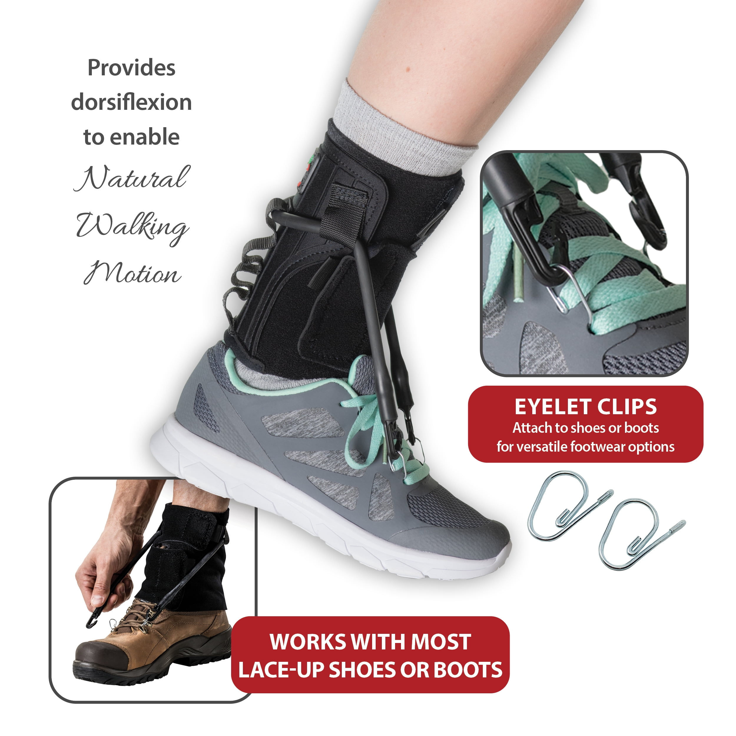 Core Products FootFlexor Foot Drop Brace - Soft Ankle Foot Orthosis (AFO) for Walking Support - Drop Foot Brace for Men & Women, XSmall/Small