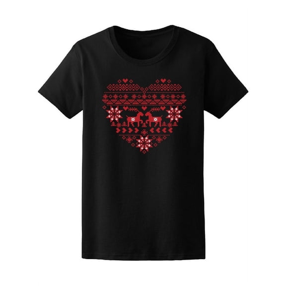 Nordic Reindeer Winter Sweater T-Shirt Women -Image by Shutterstock, Female Medium
