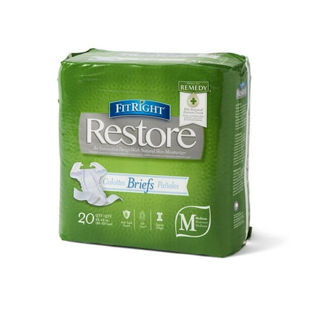 Medline Fitted Briefs - Medline FitRight Restore Ultra Disposable Briefs with Remedy (Pack of 80)